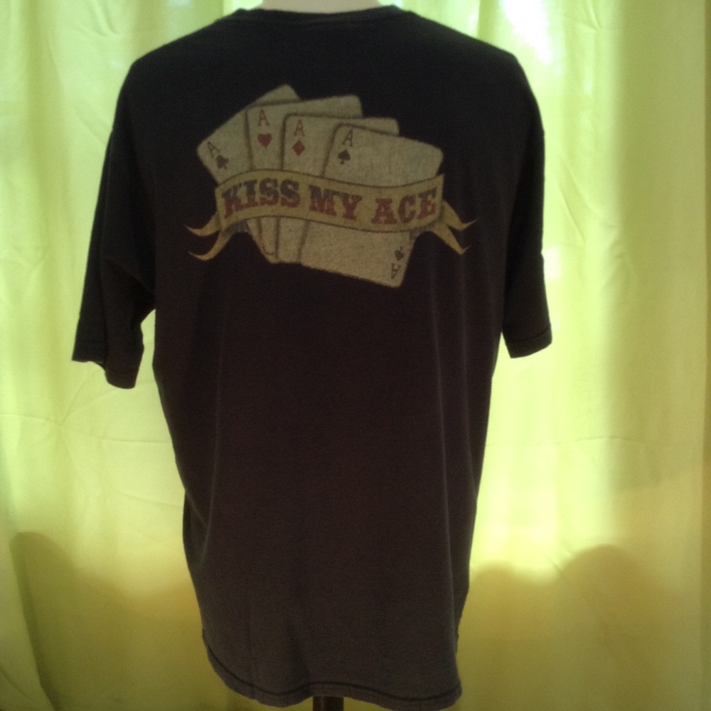 Kiss My Ace Quads Poker Black Shirt Size Large